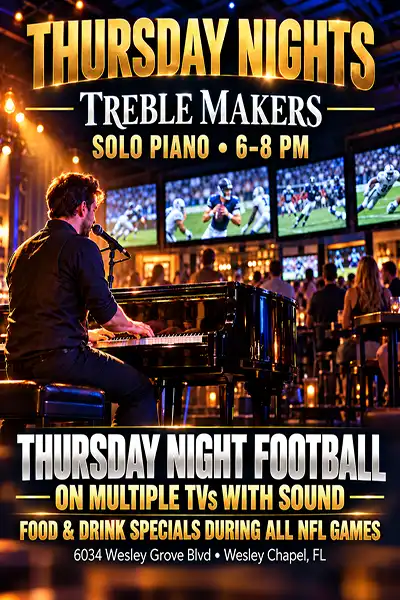 NFL Ticket and Solo Piano at Treble Makers